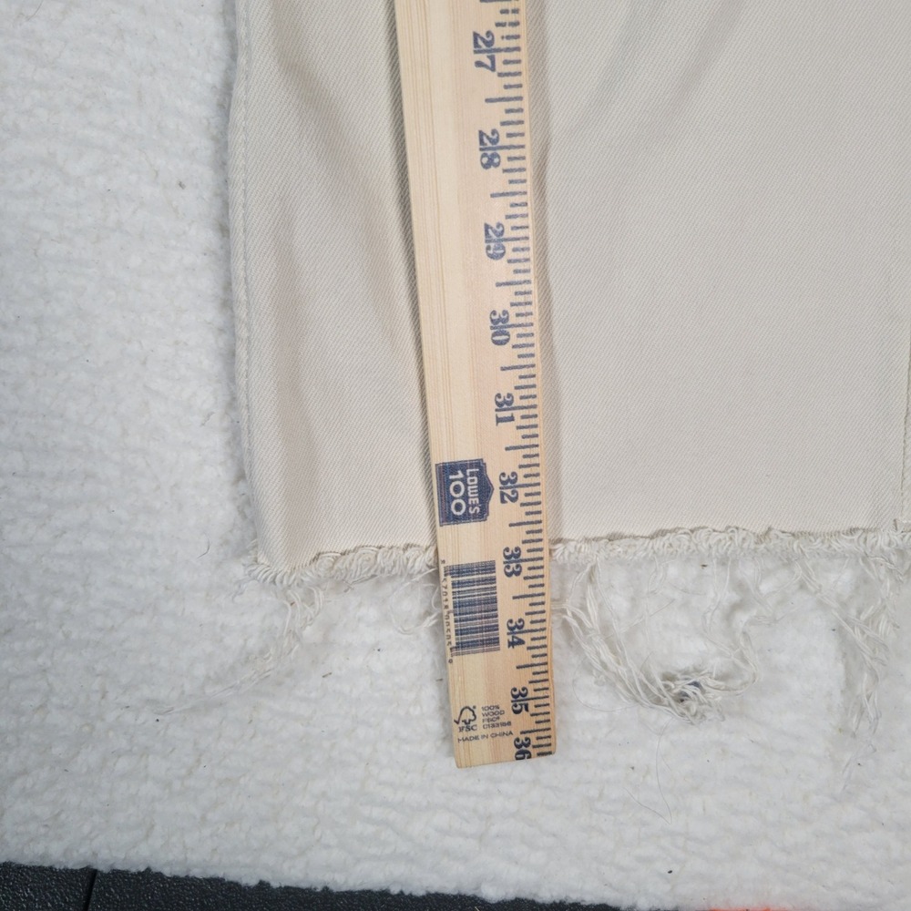 MNG‎ Fiona Flare Jeans Men Size 28 Cream Raw Hem Cotton Blend Mid Rise Denim - Picture 4 of 16